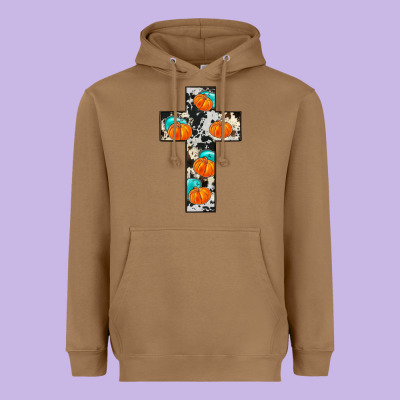 Pumpkin Cross Heavyweight Hoodie Designed By Jahusdesignshop