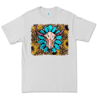 Dove Grey leopard sunflowers and gemstone skull Premium Tee - RanaPortraitStore