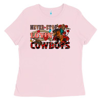 Bubblegum Pink Never stop lovin cowboys Ladies Tee - FaDigitalArtStudio
