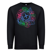 Black bon voyage travel stamp t shirt Premium Sweatshirt - linhVisuals