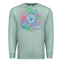 Seafoam bon voyage travel stamp t shirt Premium Sweatshirt - linhVisuals