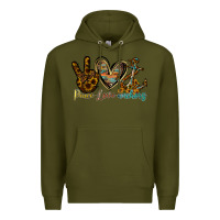 Army Green peace love anchors Premium Hoodie - RacoonDesign