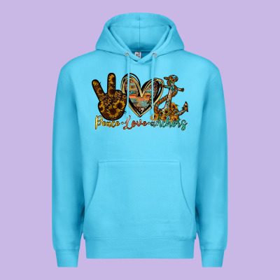 Peace Love Anchors Premium Hoodie Designed By Racoondesign