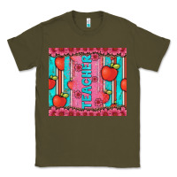 Army Green teacher with  flower glitter and serape leopard Classic Tee - Artiststas