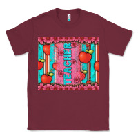 Burgundy teacher with  flower glitter and serape leopard Classic Tee - Artiststas