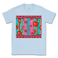 Dusty Blue teacher with  flower glitter and serape leopard Classic Tee - Artiststas