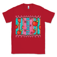 Red teacher with  flower glitter and serape leopard Classic Tee - Artiststas