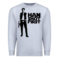 Heather Grey han shot first Premium Sweatshirt - linhVisuals