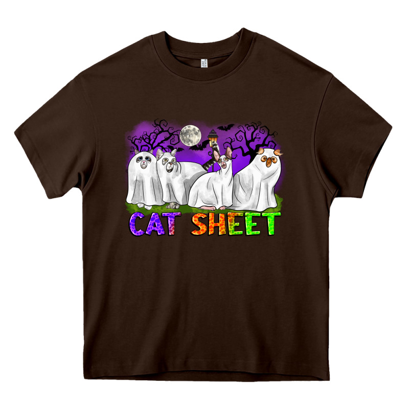 Cat Sheet Ghost Cats Halloween Heavy Core Tee by CowGirlArtShop | Teevron