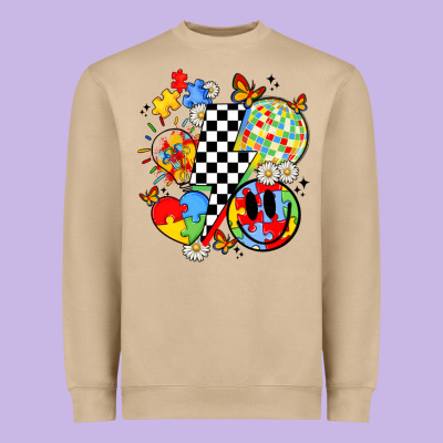Retro Autism Awareness Heavyweight Sweatshirt Designed By Jahusdesignshop