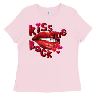 Bubblegum Pink Kiss me back Valentine's Day Ladies Tee - FaDigitalArtStudio