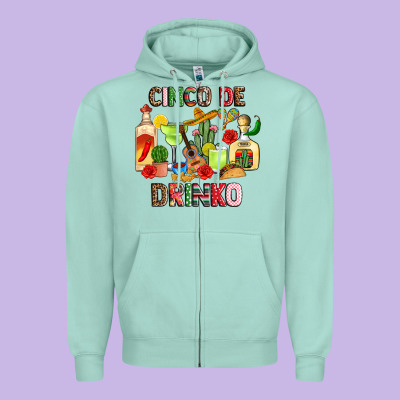 Cinco De Drinko Zipper Hoodie Designed By Jahusdesignshop