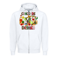 White cinco de drinko Zipper Hoodie - JahusDesignShop
