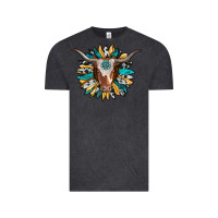 Vintage Black texas longhorn sunflower background Vintage Tee - RanaPortraitStore