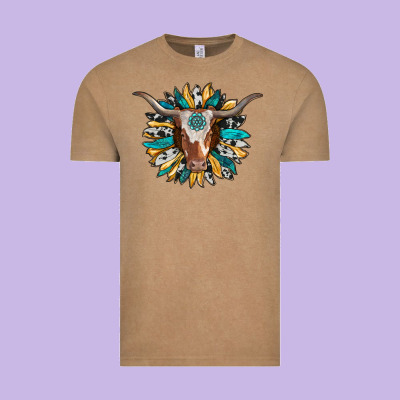 Texas Longhorn Sunflower Background Vintage Tee Designed By Ranaportraitstore