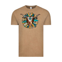 Vintage Coffee texas longhorn sunflower background Vintage Tee - RanaPortraitStore