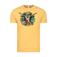 Vintage Mustard texas longhorn sunflower background Vintage Tee - RanaPortraitStore