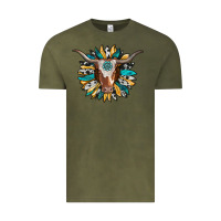 Vintage Olive texas longhorn sunflower background Vintage Tee - RanaPortraitStore
