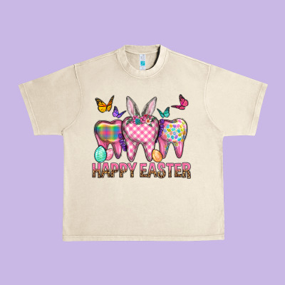 Happy Easter Dental And Egg Urban Heavy Tee Designed By Bundleandbundleshop