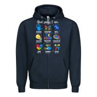 Navy god says i am autism Zipper Hoodie - JahusDesignShop