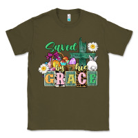 Army Green Saved by his grace Easter Classic Tee - CowGirlArtShop
