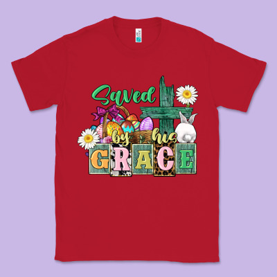 Saved By His Grace Easter Classic Tee Designed By Cowgirlartshop