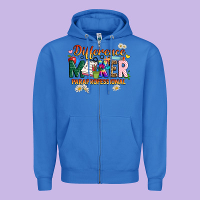 Difference Maker Paraprofessional Zipper Hoodie Designed By Jahusdesignshop