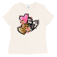 Bone Pink glitter leopard cowhide hearts Valentine's Ladies Tee - FaDigitalArtStudio