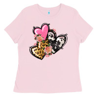 Bubblegum Pink Pink glitter leopard cowhide hearts Valentine's Ladies Tee - FaDigitalArtStudio