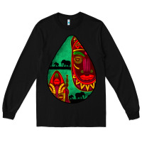 Black african masks teardrop  3 Long Sleeve Tee - BundleAndBundleShop