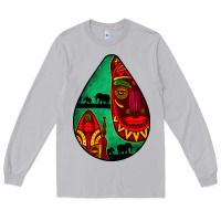 Moon Dust african masks teardrop  3 Long Sleeve Tee - BundleAndBundleShop