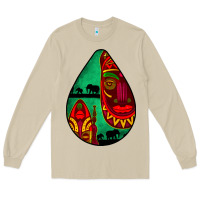 Mushroom african masks teardrop  3 Long Sleeve Tee - BundleAndBundleShop