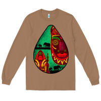 Toasted Coconut african masks teardrop  3 Long Sleeve Tee - BundleAndBundleShop