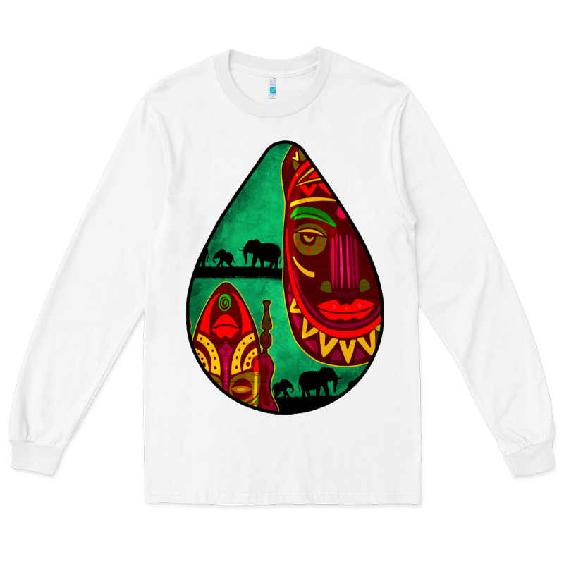African Masks Teardrop  3 Long Sleeve Tee by BundleAndBundleShop | Teevron