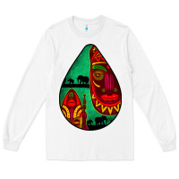 White african masks teardrop  3 Long Sleeve Tee - BundleAndBundleShop
