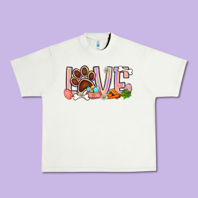Easter Love Dog Paw Urban Heavy Tee Designed By Bundleandbundleshop