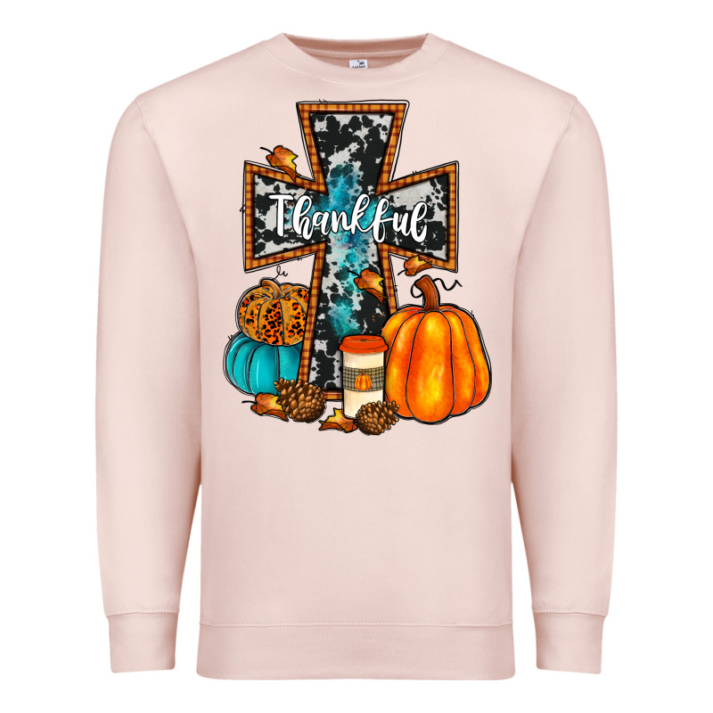 Thankful Cross Premium Sweatshirt by JahusDesignShop | Teevron