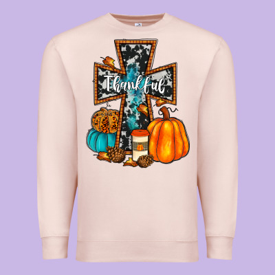 Thankful Cross Premium Sweatshirt Designed By Jahusdesignshop