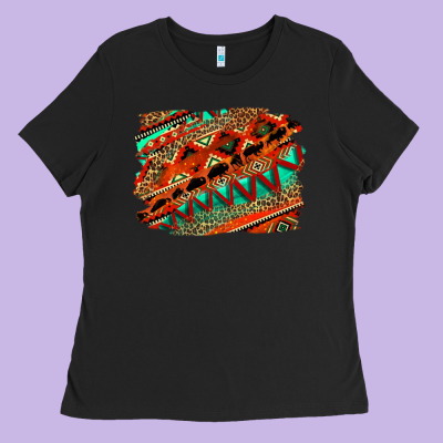 Western Aztec Background Pattern Ladies Tee Designed By Oliviacreatesart