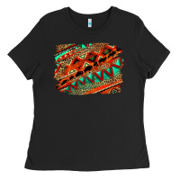 Black western aztec background pattern Ladies Tee - OliviaCreatesArt