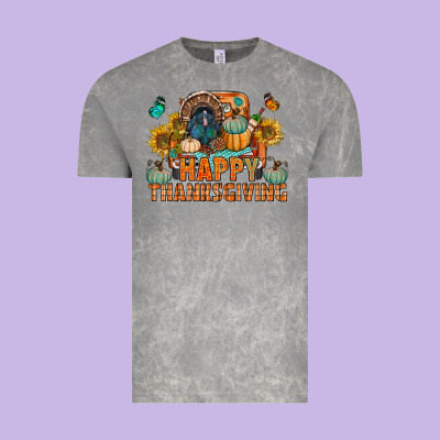 Happy Thanksgiving With Truck Bbs Vintage Tee Designed By Bundleandbundleshop