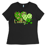 Black St. Patrick's Lucky hearts Ladies Tee - OliviaCreatesArt