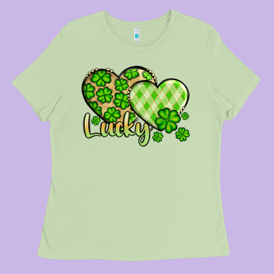 St. Patrick's Lucky Hearts Ladies Tee Designed By Oliviacreatesart