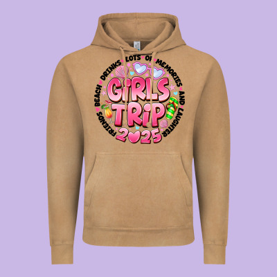 Grils Trip 2025 Vintage Hoodie Designed By Cowhidedigitalart