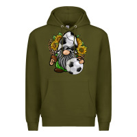 Army Green soccer gnome Premium Hoodie - RacoonDesign