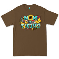 Cacao Mom of twins sunflower mothers day Premium Tee - HowdyJamesFarm