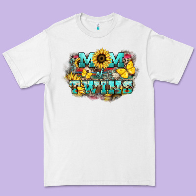 Mom Of Twins Sunflower Mothers Day Premium Tee Designed By Howdyjamesfarm