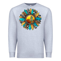 Heather Grey sunset sunflower Premium Sweatshirt - JahusDesignShop