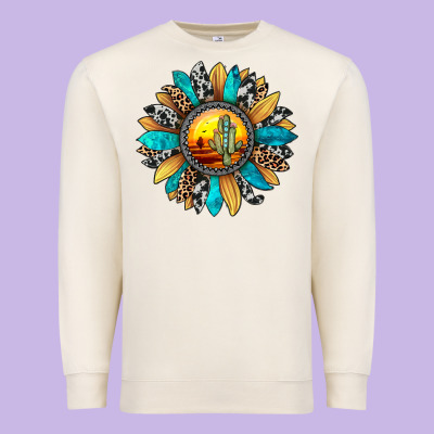 Sunset Sunflower Premium Sweatshirt Designed By Jahusdesignshop
