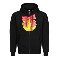 Black coquette softball bow Zipper Hoodie - JahusDesignShop